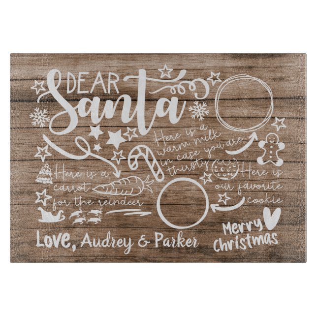 Personalised Santa Tray For Christmas Eve Treats Cutting Board (Front)
