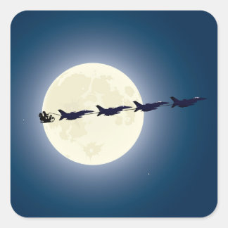 Personalised Santa w/ F-16 Jets Military Christmas Square Sticker