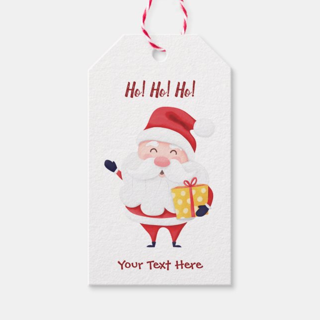 Personalised Santa with Gift Holiday Gift Tag (Front)