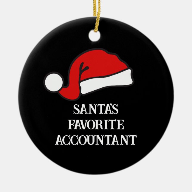 Personalised Santa's Favourite Accountant Ceramic Tree Decoration (Front)