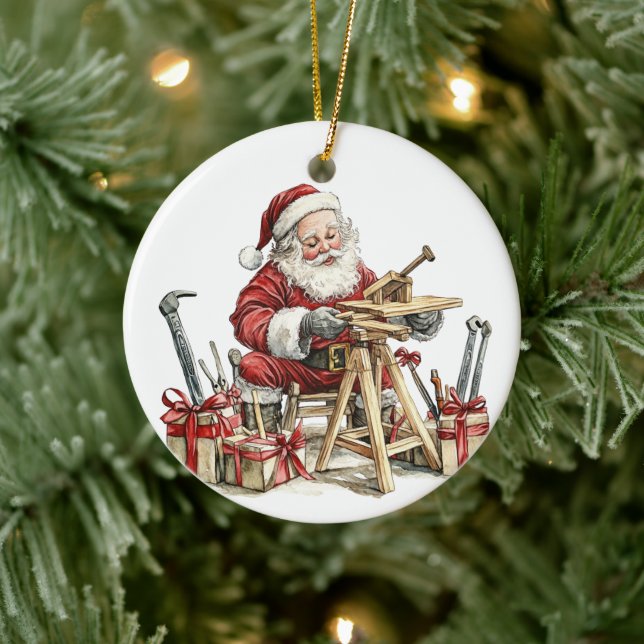 Personalised Santa's Favourite Carpenter Ceramic Tree Decoration (Tree)