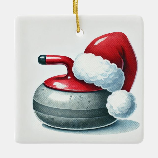 Personalised Santa's Favourite Curler  Ceramic Ornament (Front)