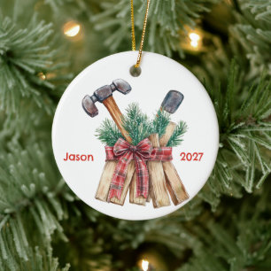 Personalised Santa's Favourite Handyman Ceramic Tree Decoration