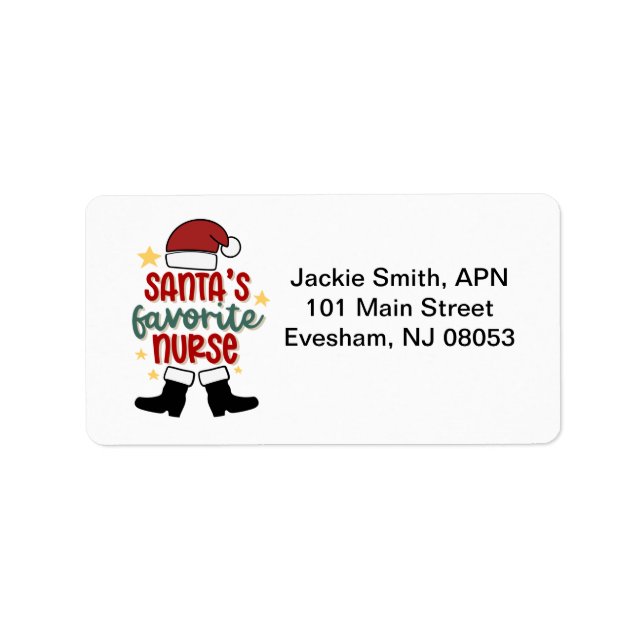 Personalised Santa's Favourite Nurse Address Label (Front)