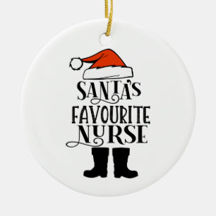 Personalised Santa's Favourite Nurse Ceramic Tree Decoration