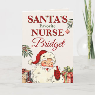 Personalised Santa's Favourite Nurse Christmas Card