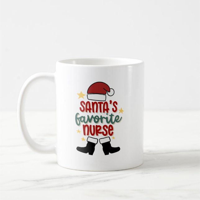 Personalised Santa's Favourite Nurse Mug (Left)