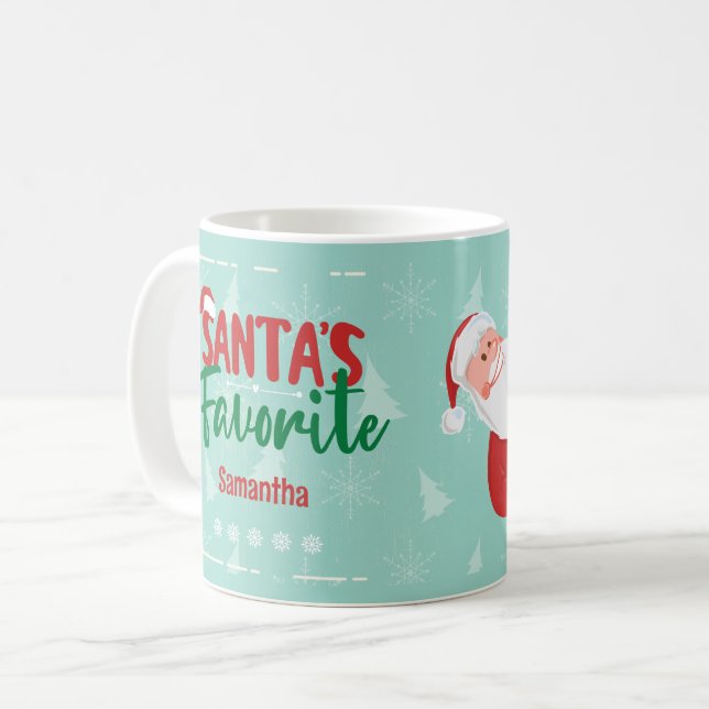 Personalised Santa's Favourite Photo Coffee Mug (Front Left)