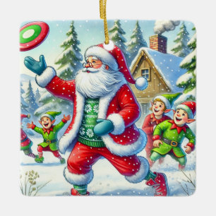 Personalised Santa's Favourite Ultimate Player Ceramic Ornament