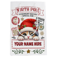 Personalised Santa's Gift Bag with cute Kitten