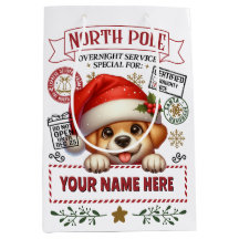 Personalised Santa's Gift Bag with cute Puppy