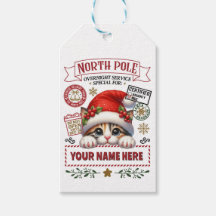 Personalised Santa's Gift Tag with cute Kitten