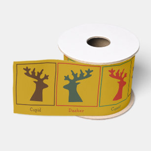 Personalised Santa's Sleigh & Reindeers Christmas Grosgrain Ribbon