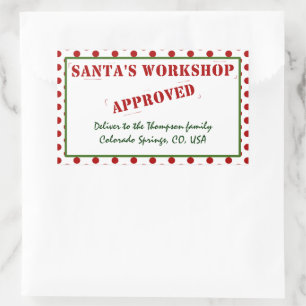 Personalised Santa's Workshop Approved & Inspected Rectangular Sticker