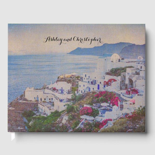 Personalised Santorini Greece Wedding Guestbook (Front)