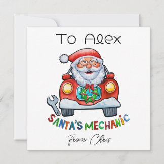 Personalised Sant's Mechanic Christmas Card
