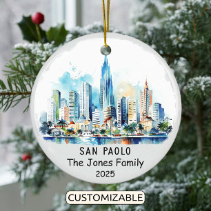 Personalised São Paolo Ornament, Brazil Ceramic Tree Decoration