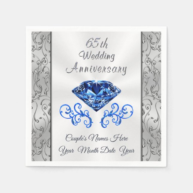Personalised Sapphire Wedding Anniversary Napkins (Front)