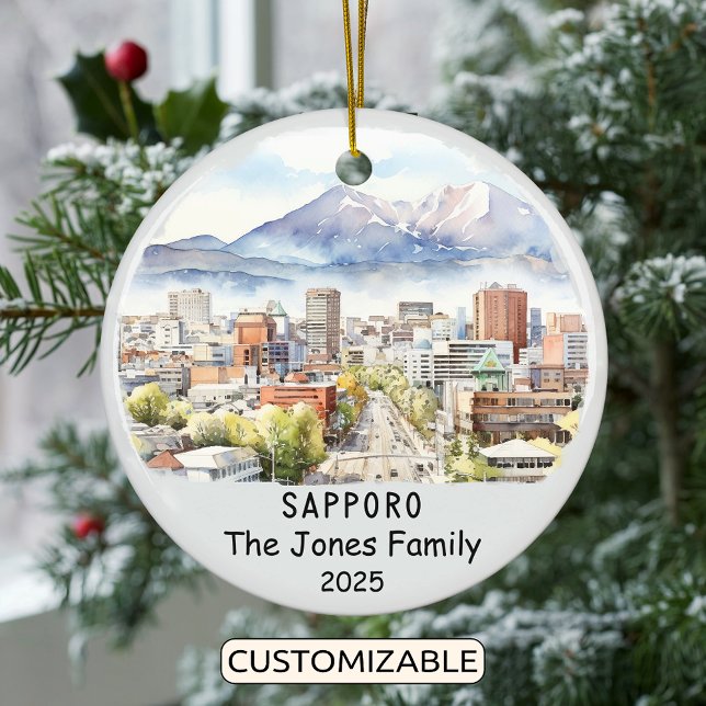 Personalised Sapporo Ornament, Japan Ceramic Tree Decoration (Creator Uploaded)