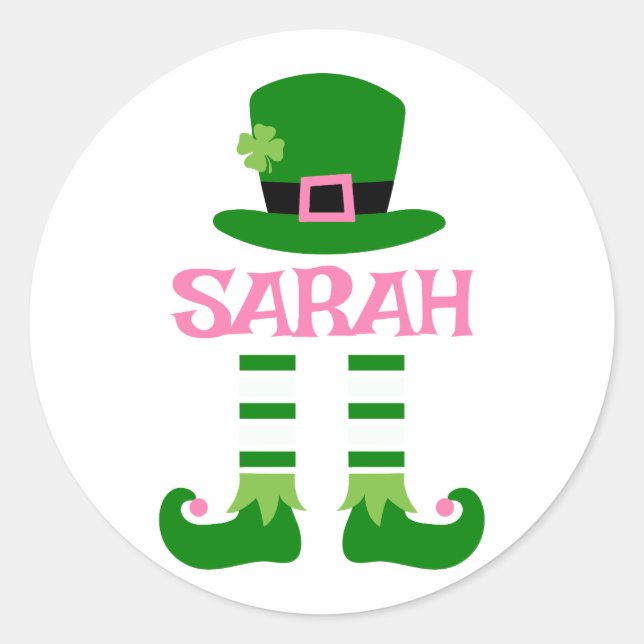 Personalised Sarah St. Patrick’s Day Shirt Classic Round Sticker (Front)