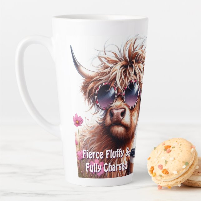 Personalised Sassy Highland Cow Latte Mug (In Situ)