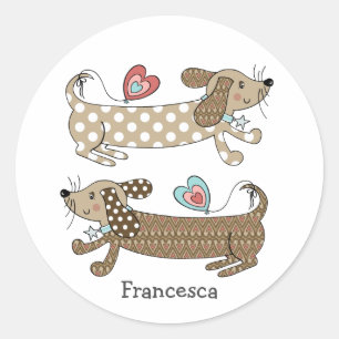 Personalised Sausage Dog Dachshund Classic Round Sticker