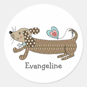Personalised Sausage Dog Dachshund Classic Round Sticker