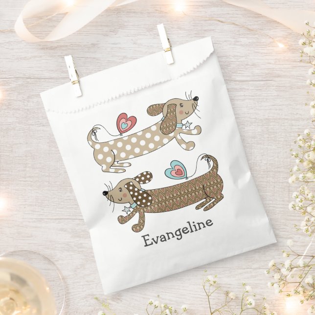 Personalised Sausage Dog Dachshund  Favour Bags (Clipped)