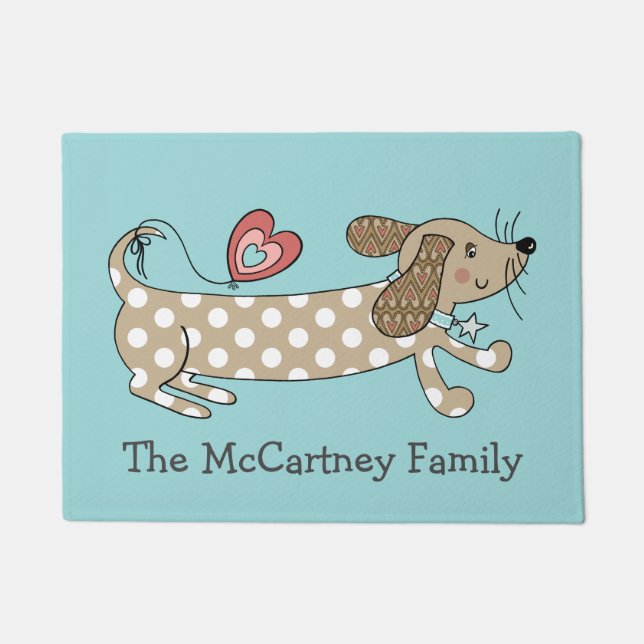 Personalised Sausage Dog Dachshund House Doormat (Front)