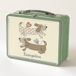 Personalised Sausage Dog Dachshund Metal Lunch Box
