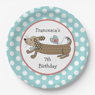 Personalised Sausage Dog Dachshund Party Paper Plate
