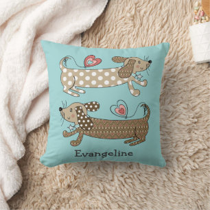 Personalised Sausage Dog Dachshund Throw Cushion