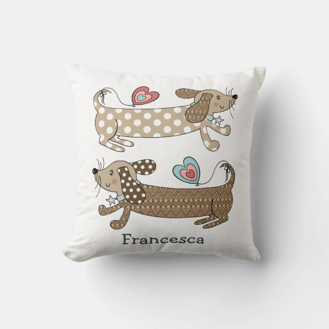 Personalised Sausage Dog Dachshund Throw Cushion (Front)