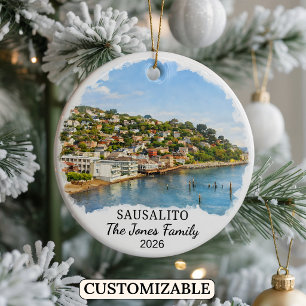 Personalised Sausalito Ornament, Custom California Ceramic Tree Decoration
