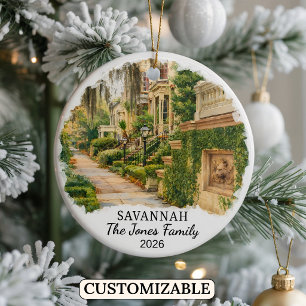 Personalised Savannah Ornament, Custom Georgia Ceramic Tree Decoration