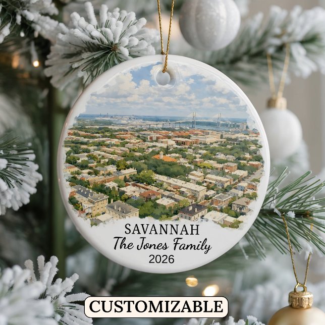 Personalised Savannah Ornament, Custom Georgia Ceramic Tree Decoration (Creator Uploaded)