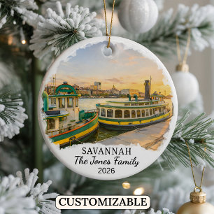 Personalised Savannah Ornament, Custom Georgia Ceramic Tree Decoration