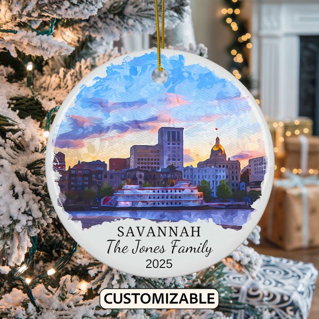Personalised Savannah Ornament, Georgia Ceramic Tree Decoration (Creator Uploaded)