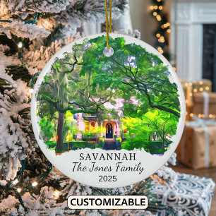 Personalised Savannah Ornament, Georgia Ceramic Tree Decoration