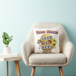 Personalised "Save the Bees" Throw Pillow