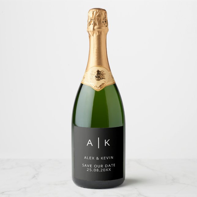 Personalised Save the Date Champagne Label (Front)