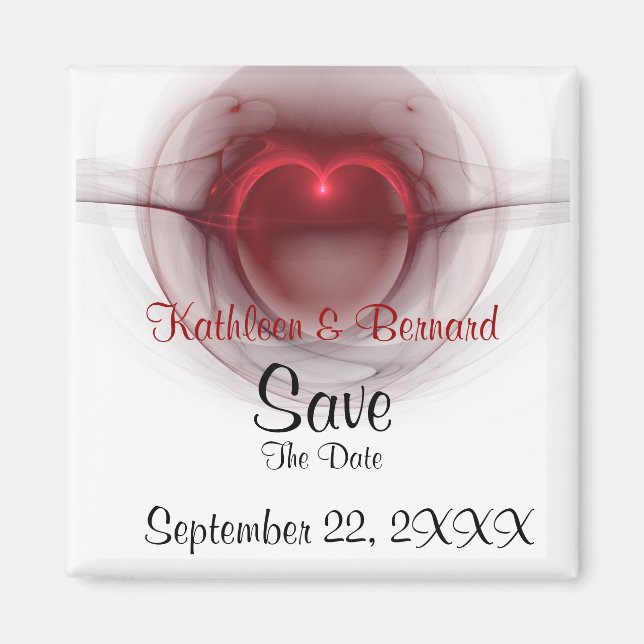 Personalised "Save the Date" Lighted Heart Magnet (Front)