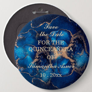 Personalised  Save the date magnets for Quinceaner 6 Cm Round Badge
