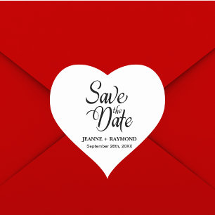 Personalised Save The Date Wedding Announcement Heart Sticker