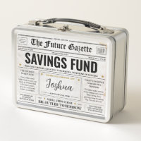 Personalised Savings Fund Box, Fun Money Newspaper