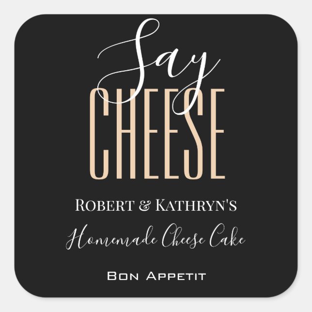 Personalised "Say Cheese" Food Label (Front)