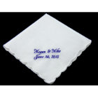 Personalised Scallop Edge Bridal Handkerchief