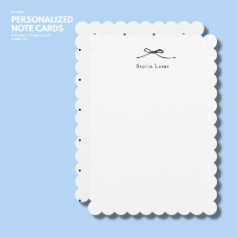 Personalised Scallop Edge Note Card with Bow