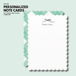 Personalised Scallop Edge Note Card with Bow