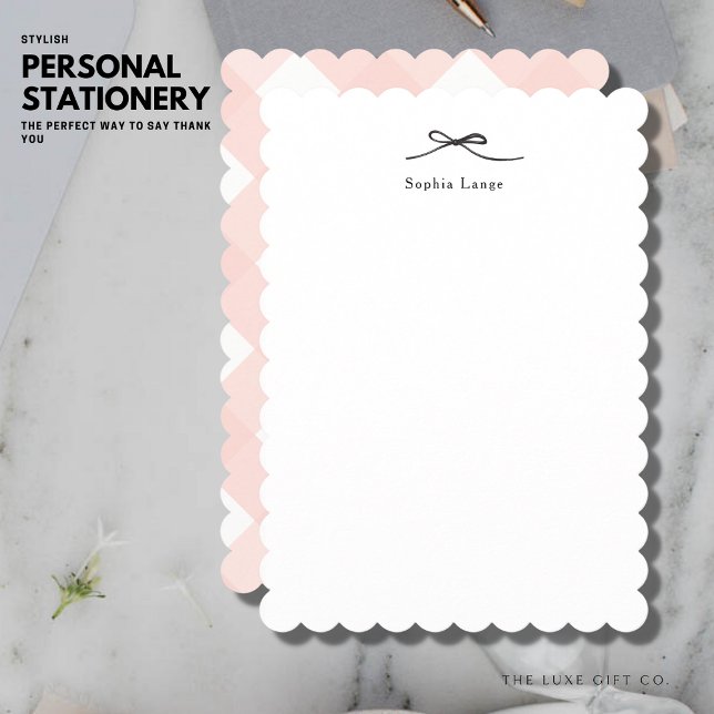Personalised Scallop Edge Note Card with Bow (Creator Uploaded)